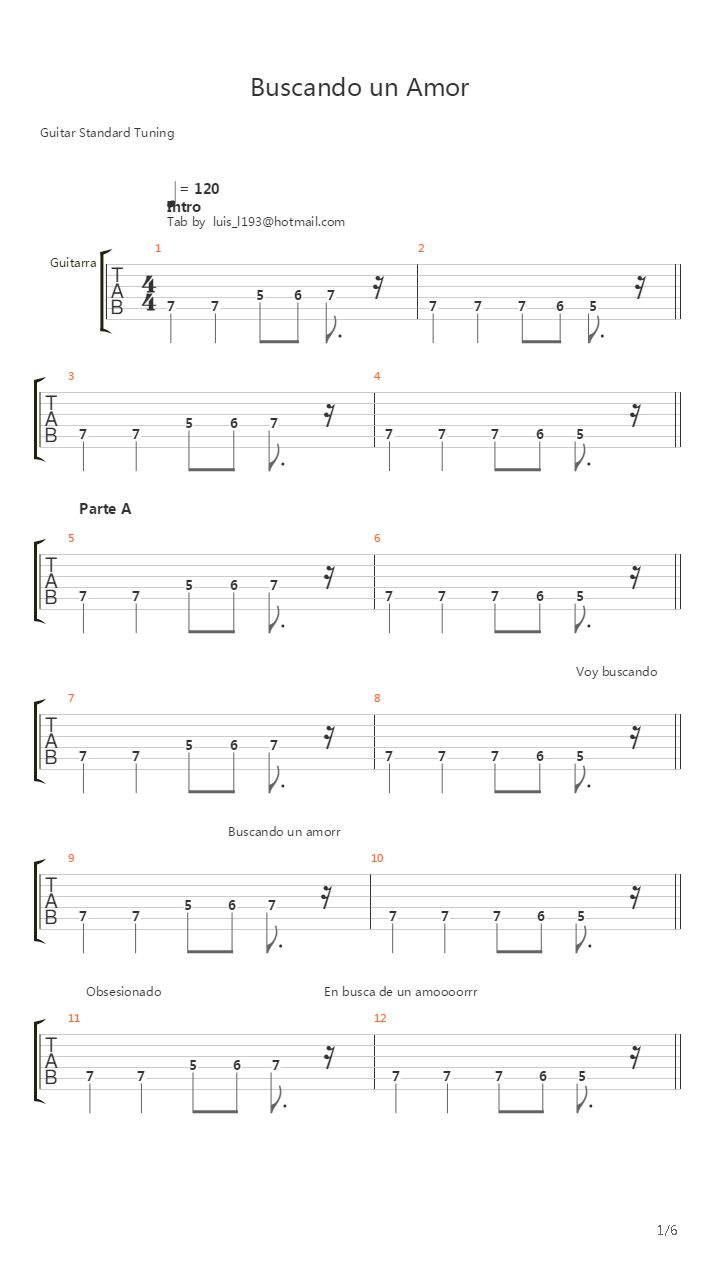Buscando Un Amor吉他谱
