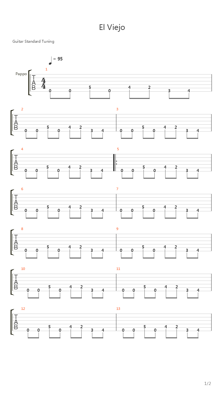 El Viejo吉他谱