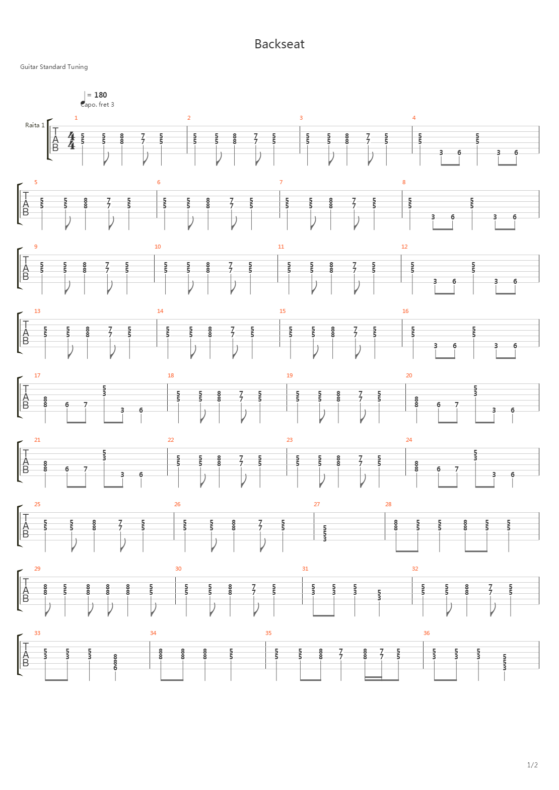 Backseat吉他谱