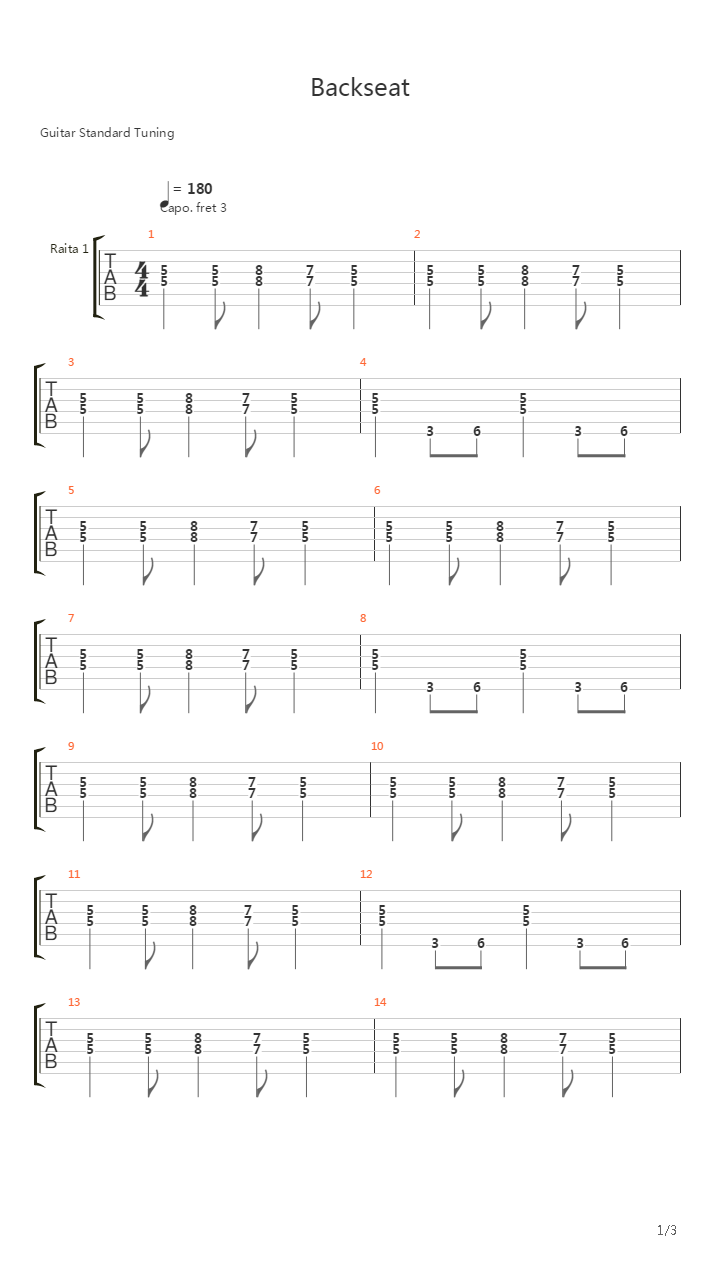 Backseat吉他谱