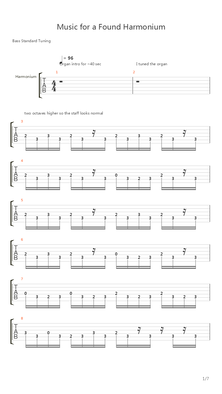 Music For A Found Harmonium吉他谱
