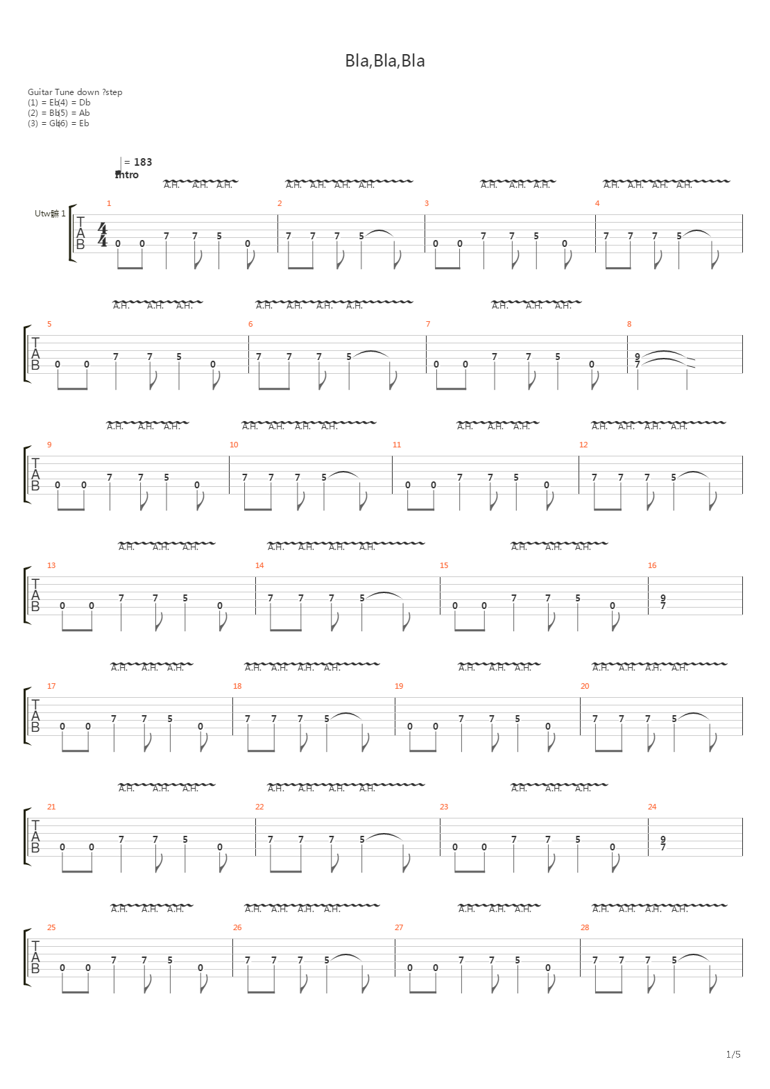 Bla Bla Bla吉他谱