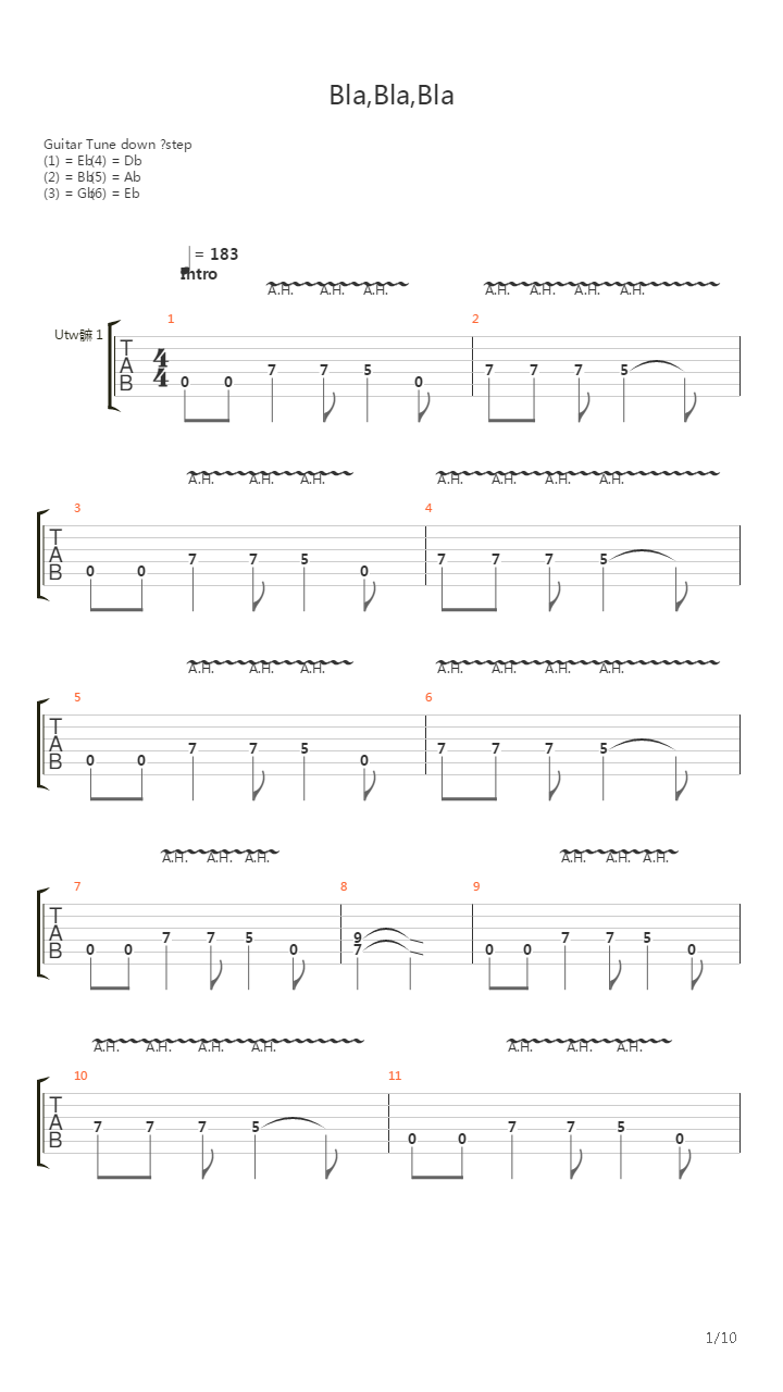 Bla Bla Bla吉他谱