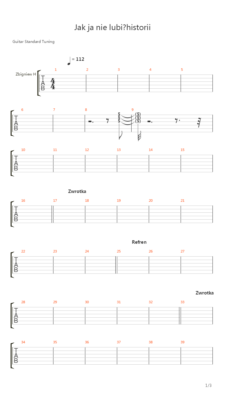 Jak ja nie lubi historii吉他谱