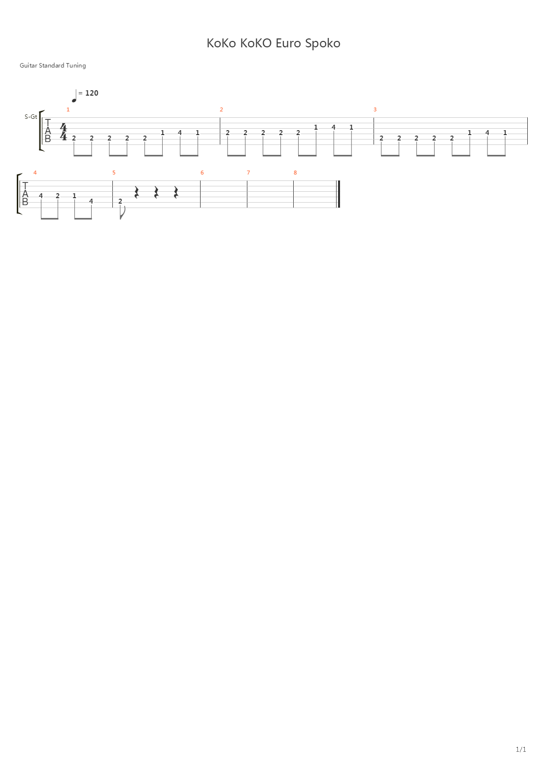 Koko Euro Spoko吉他谱
