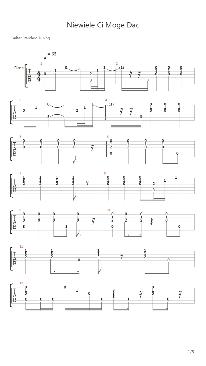 Niewiele Ci Moge Dac吉他谱