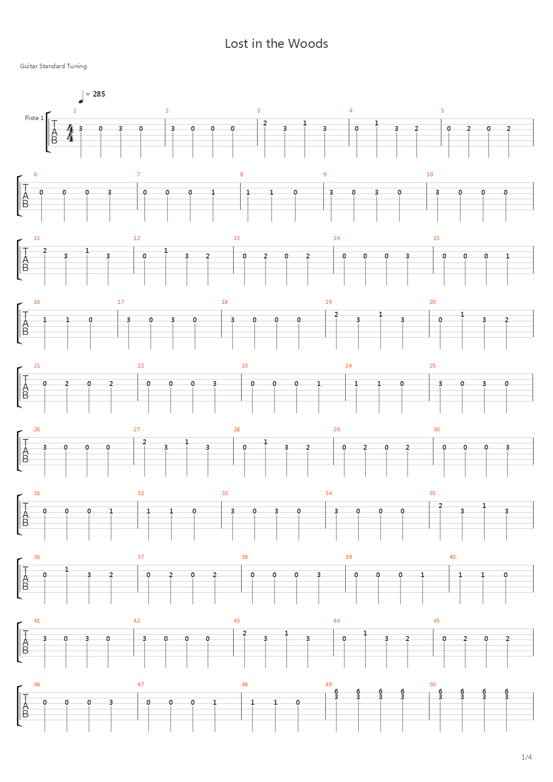 Lost In The Woods吉他谱
