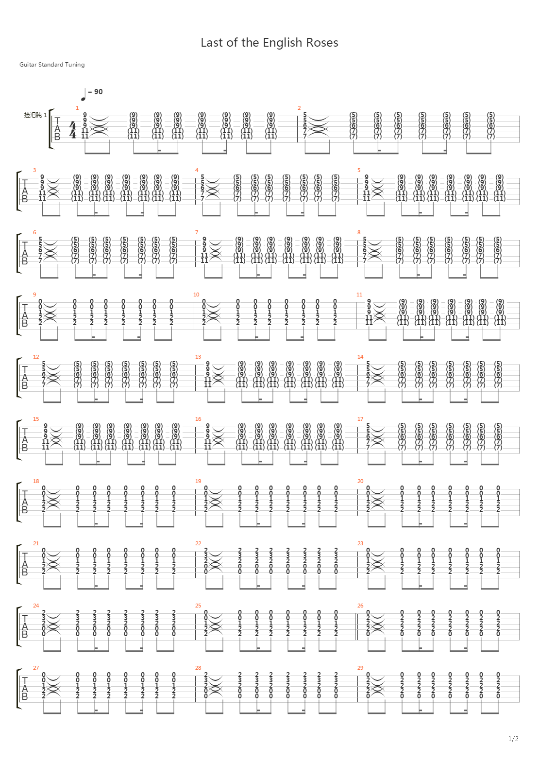 The Last Of The English Roses吉他谱