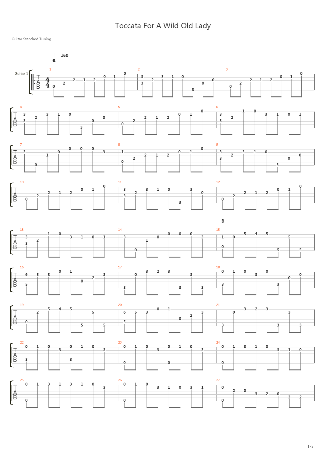Toccata For A Wild Old Lady吉他谱
