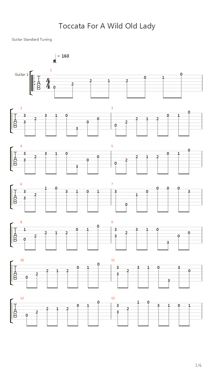 Toccata For A Wild Old Lady吉他谱