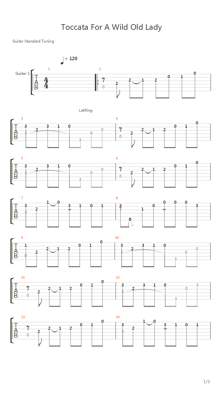 Toccata For A Wild Old Lady吉他谱