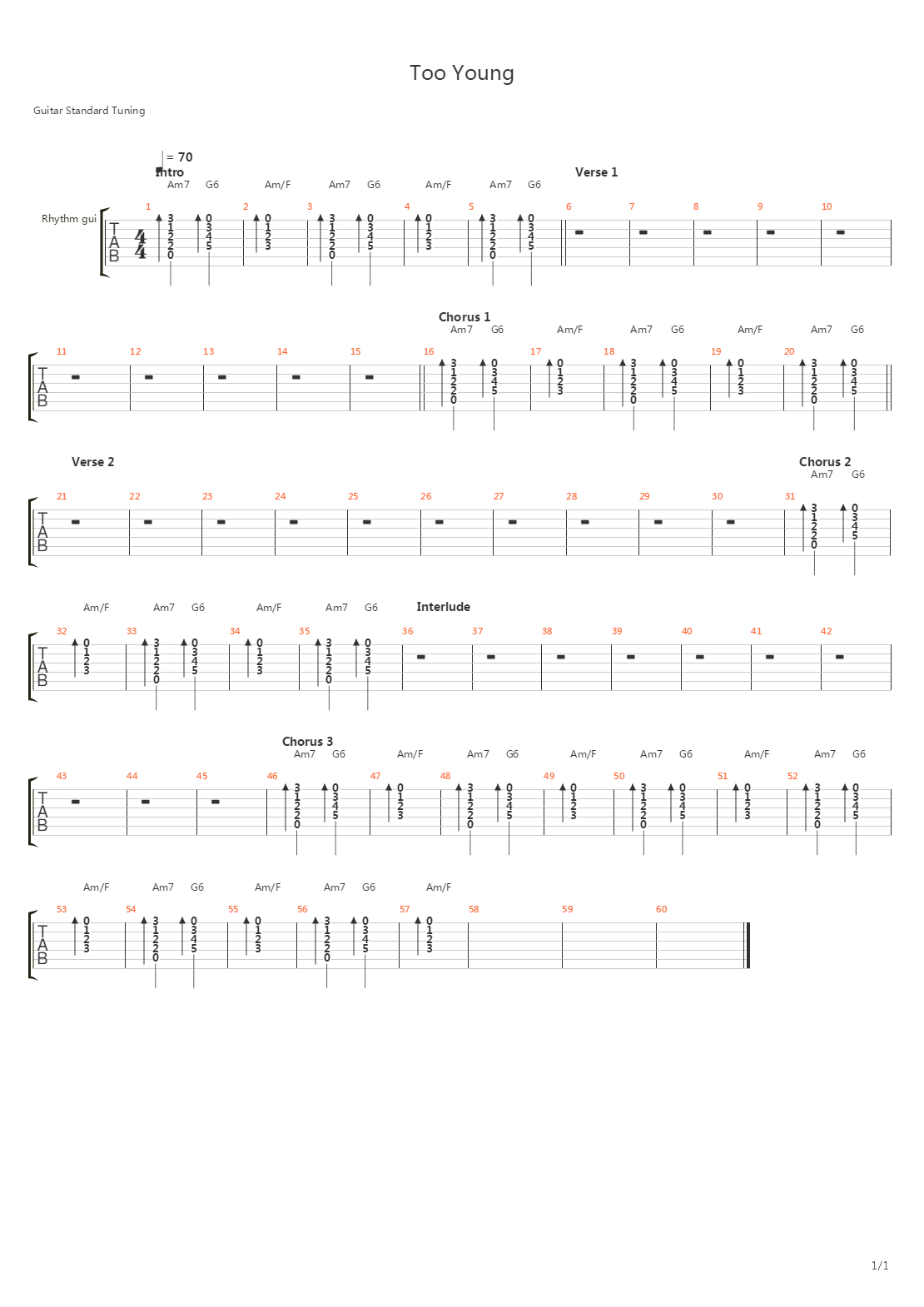 Too Young吉他谱