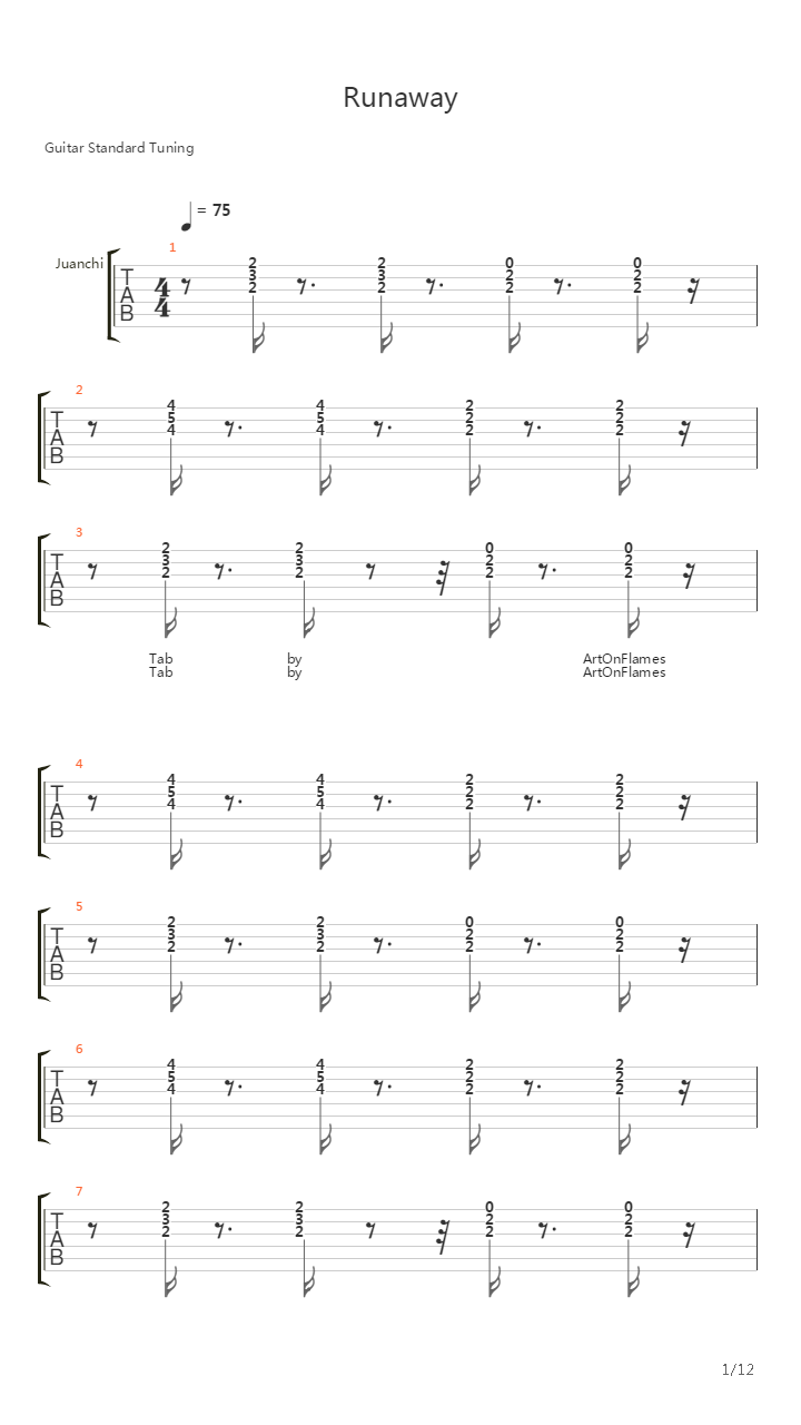 Runaway吉他谱