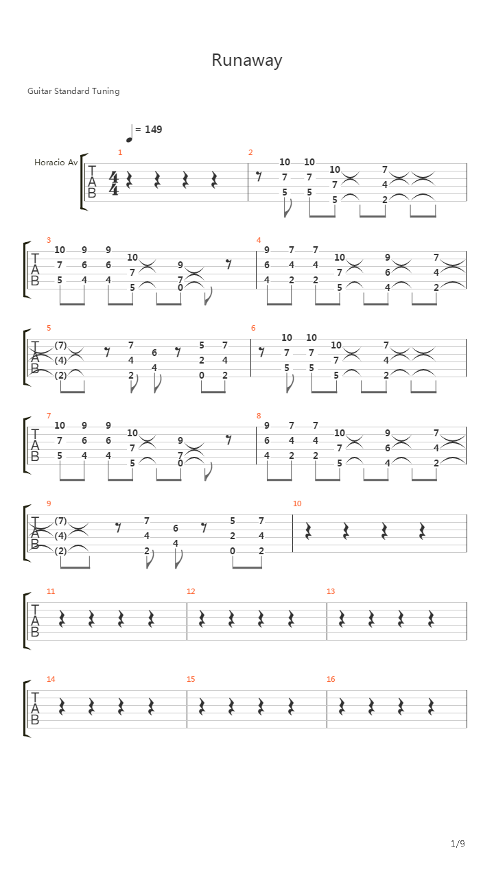 Runaway吉他谱