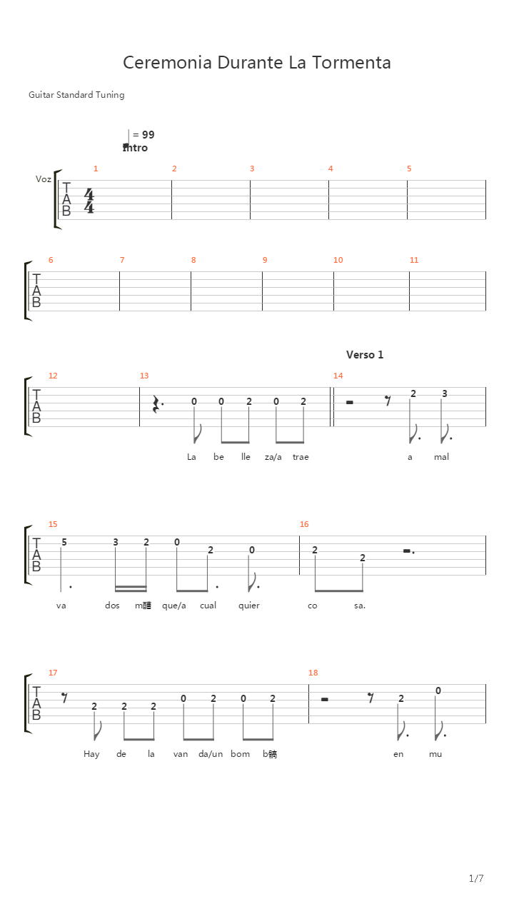 Ceremonias Durante La Tormenta吉他谱