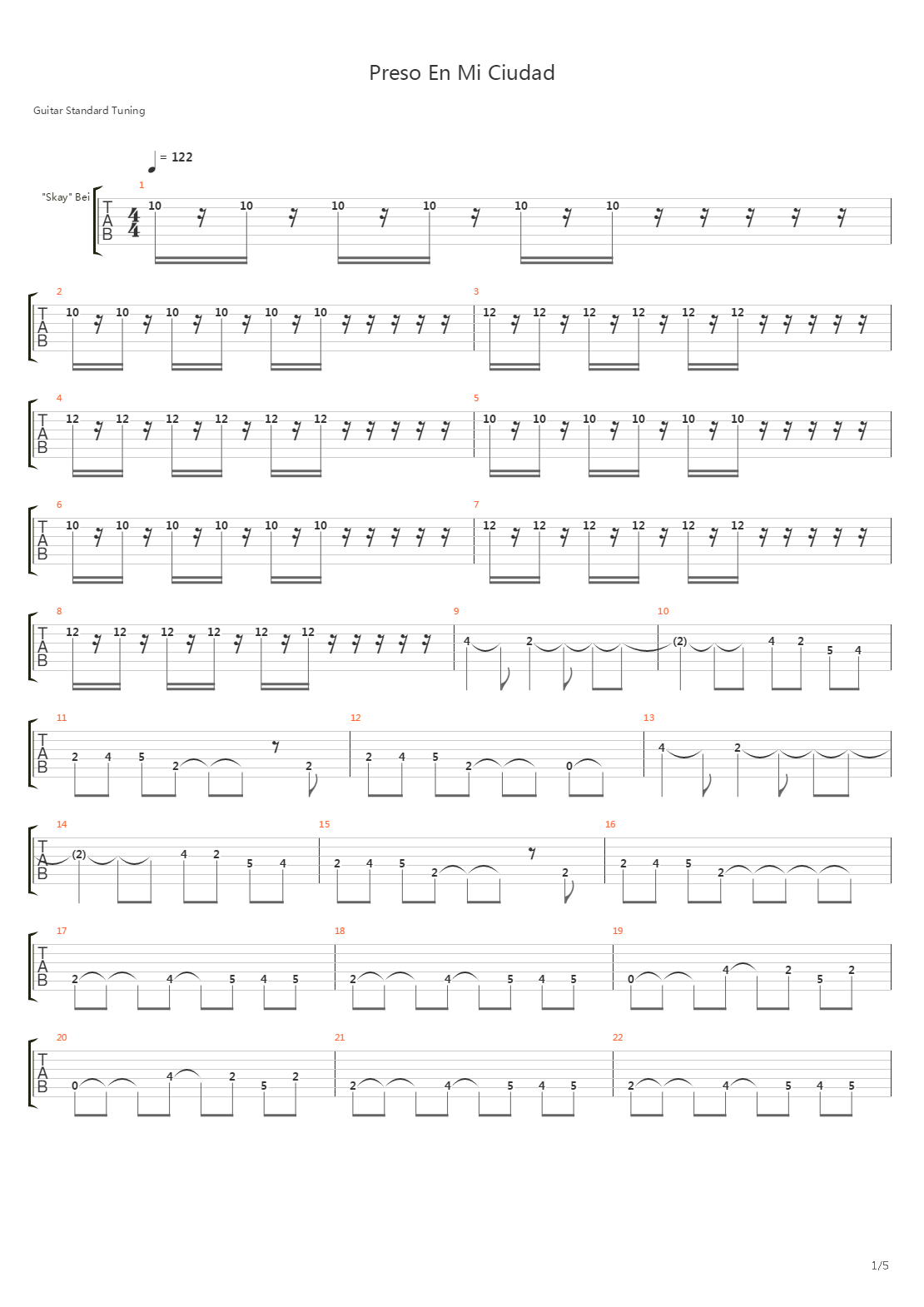 Preso En Mi Ciudad吉他谱