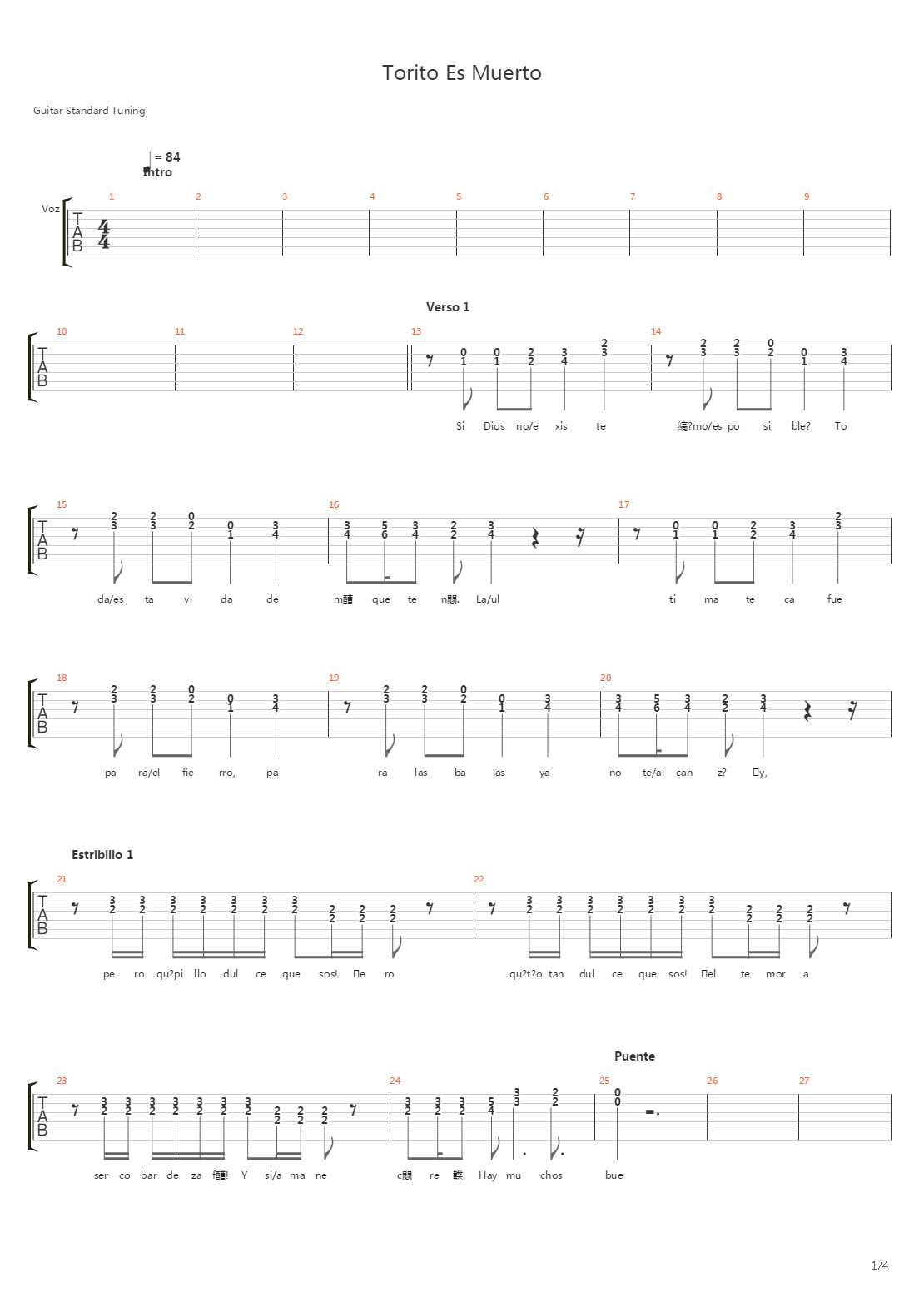 Torito Es Muerto吉他谱