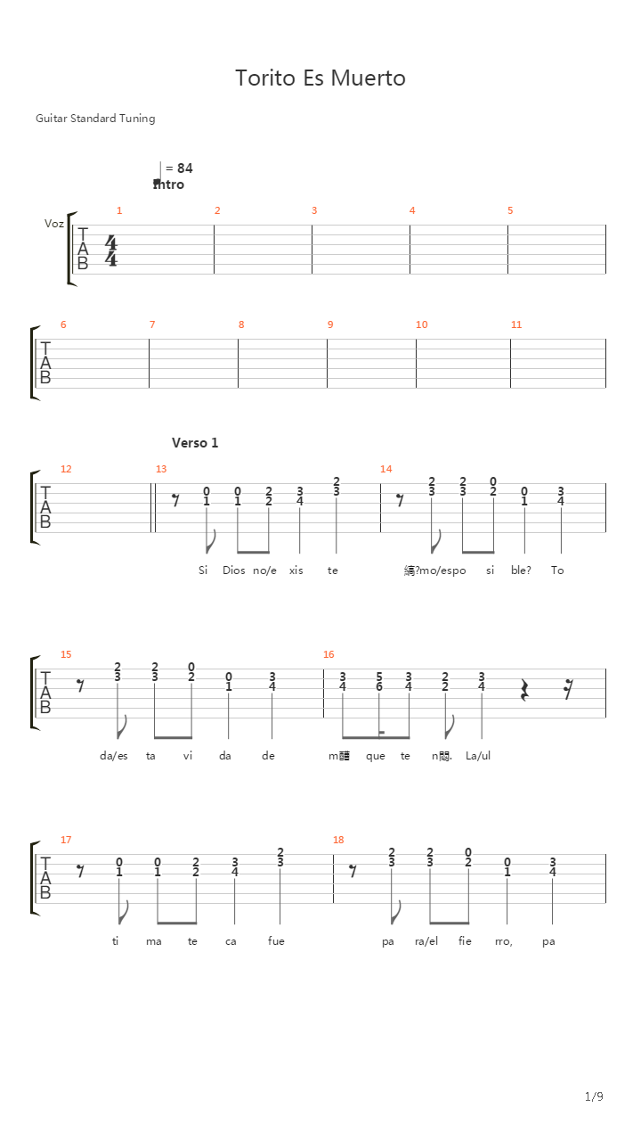 Torito Es Muerto吉他谱