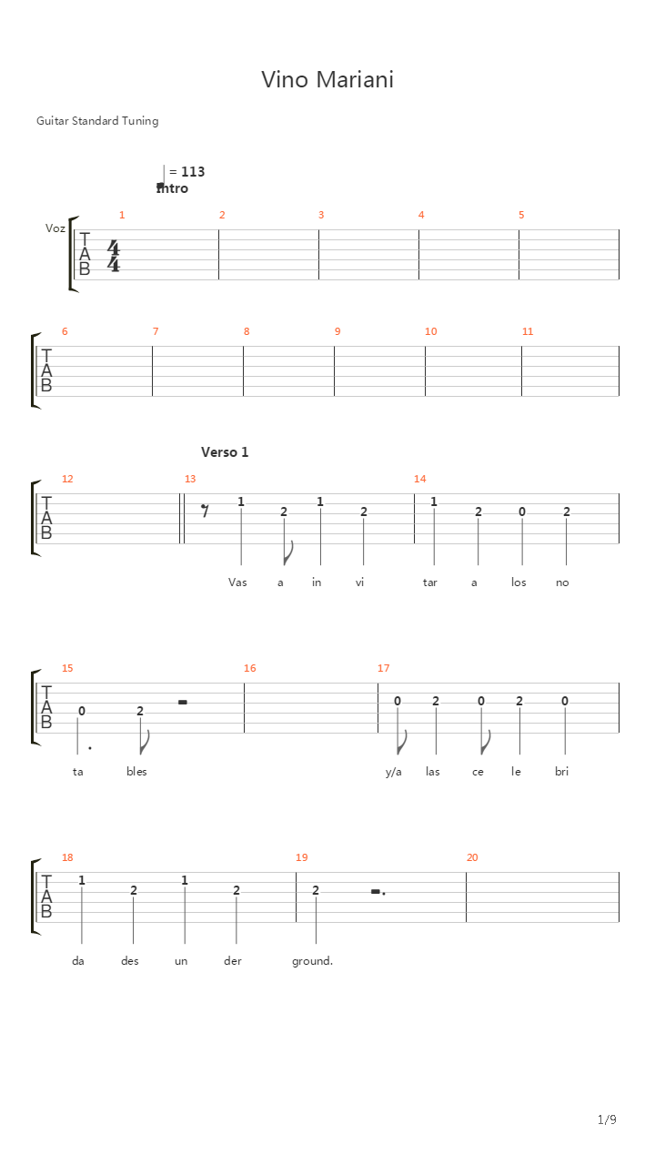 Vino Mariani吉他谱