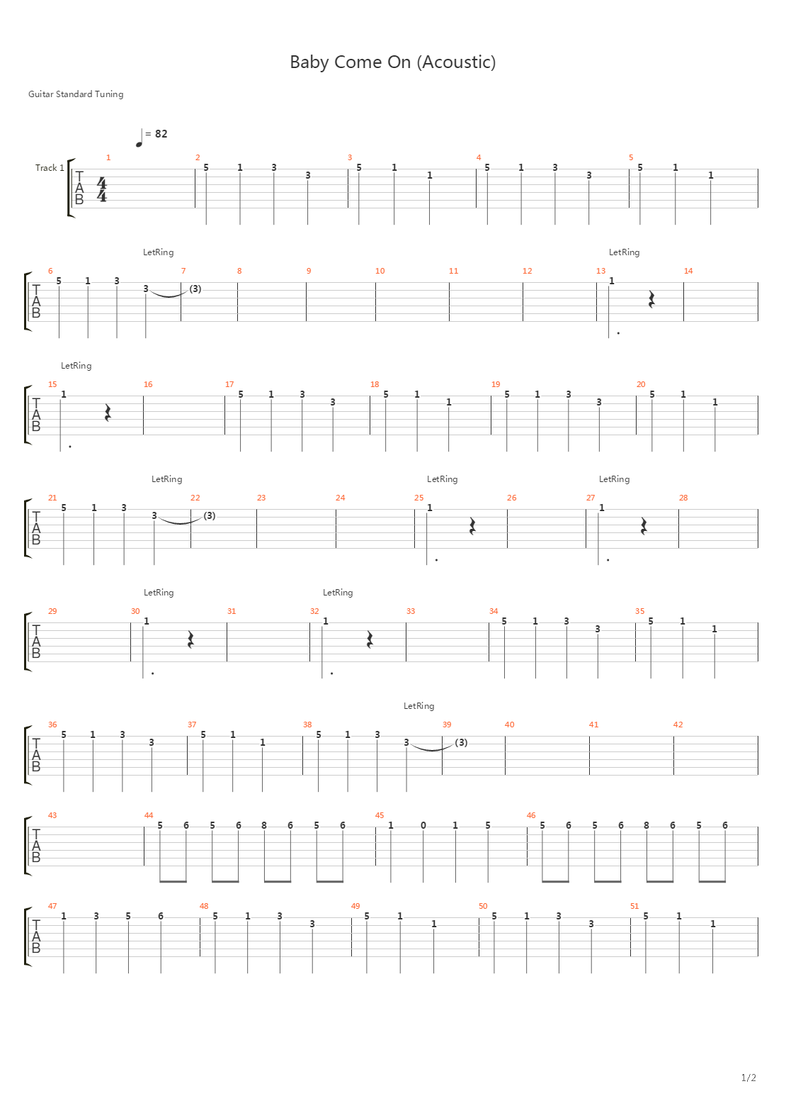 Baby Come On吉他谱
