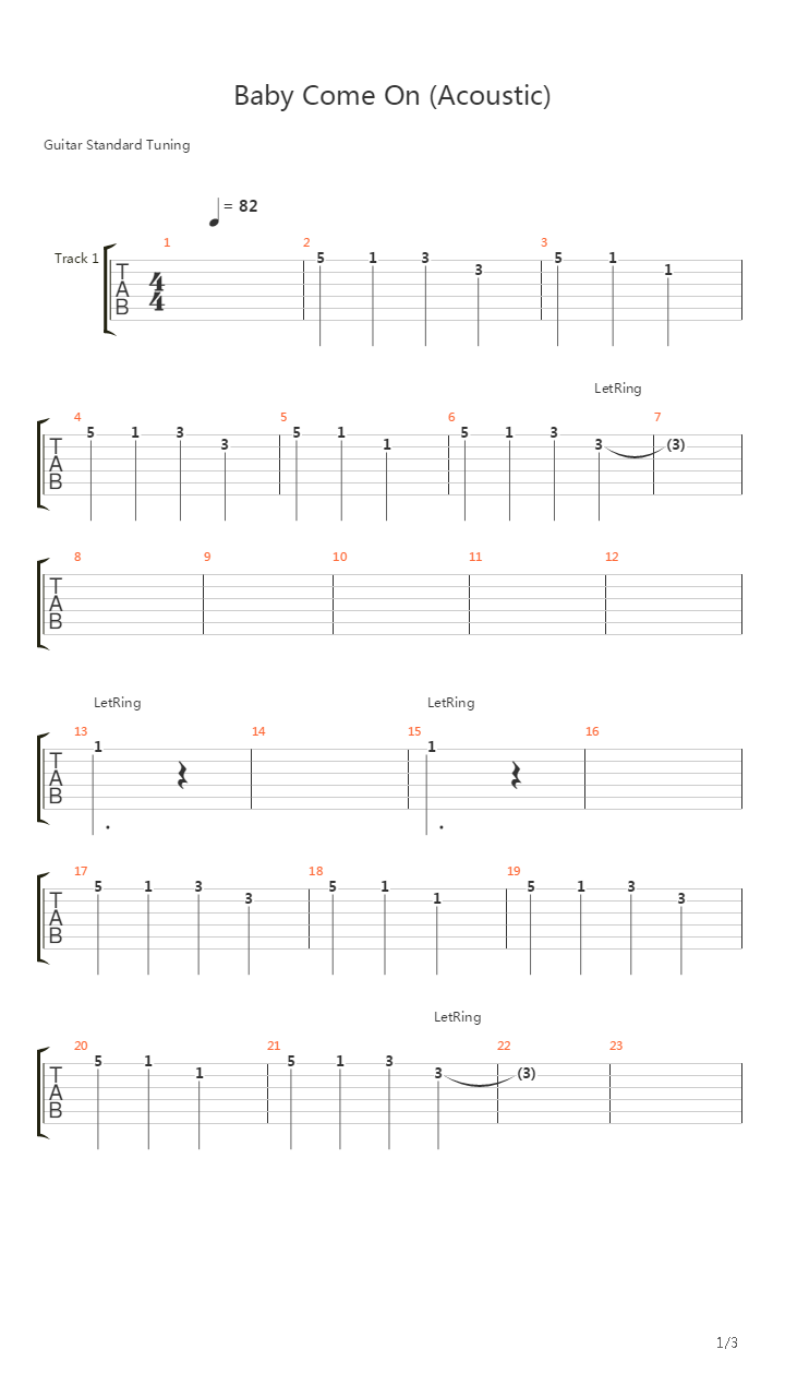Baby Come On吉他谱