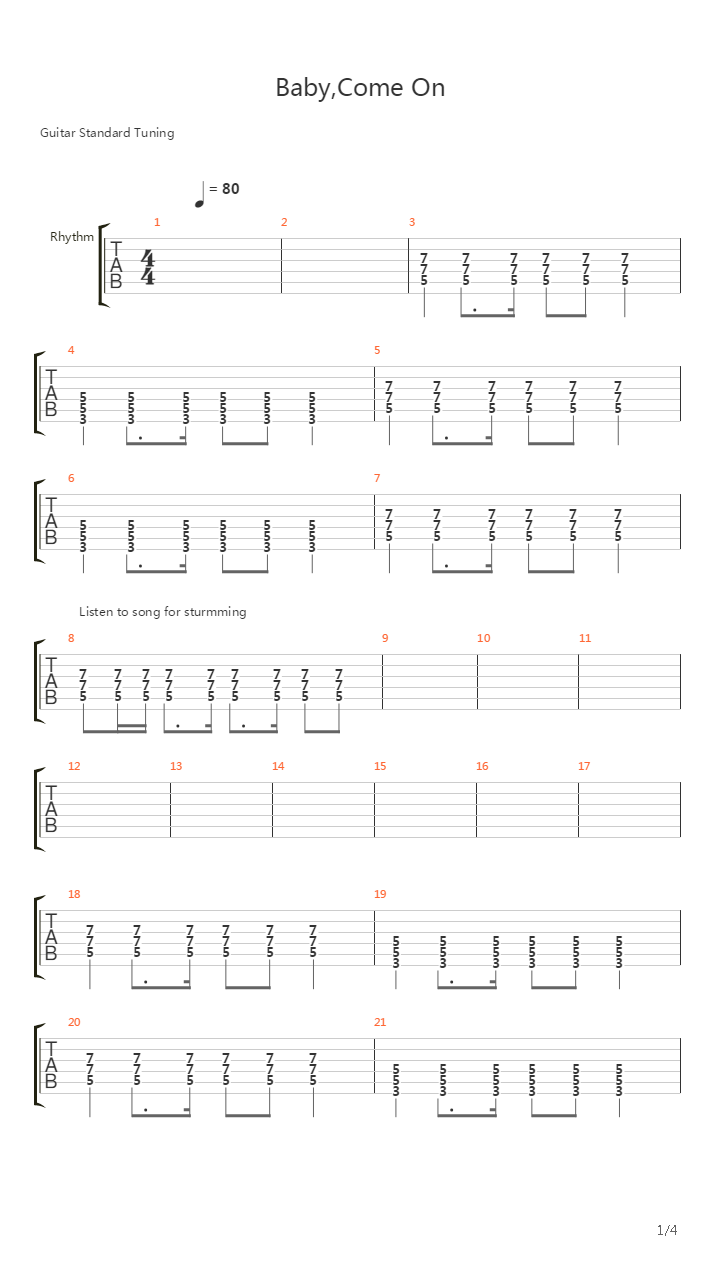 Baby Come On吉他谱