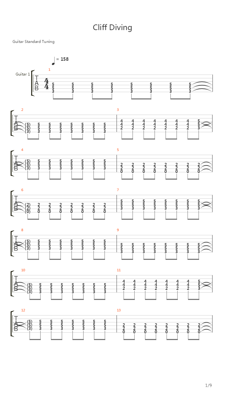 Cliff Diving吉他谱