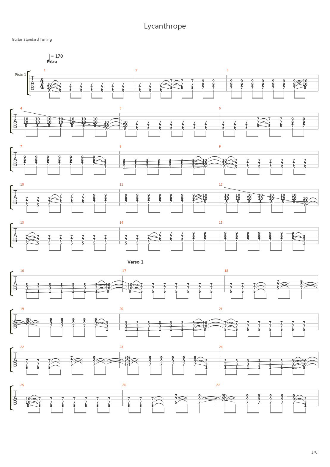 Lycanthrope吉他谱