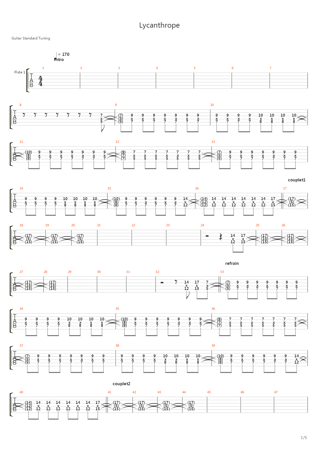 Lycantrophe吉他谱