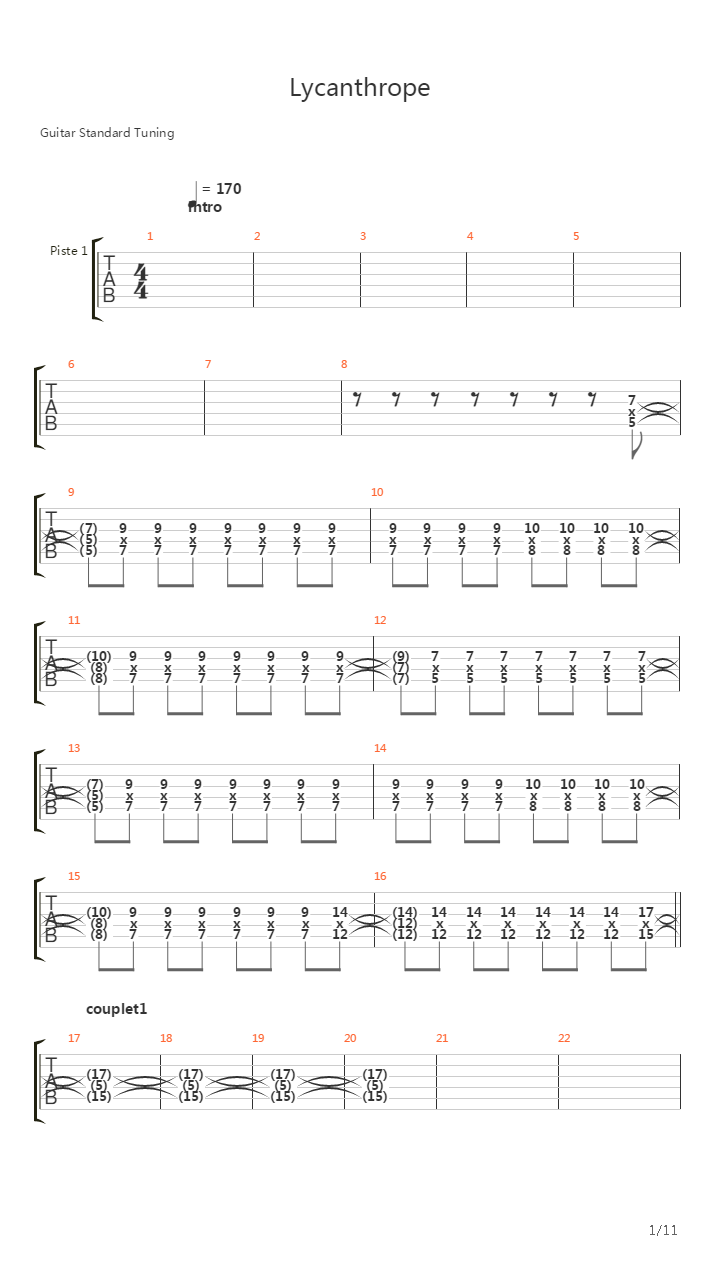 Lycantrophe吉他谱