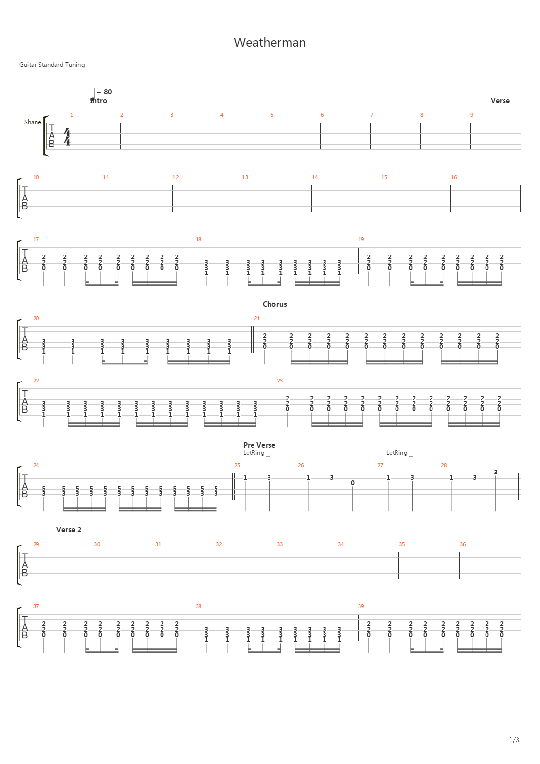 Weatherman吉他谱