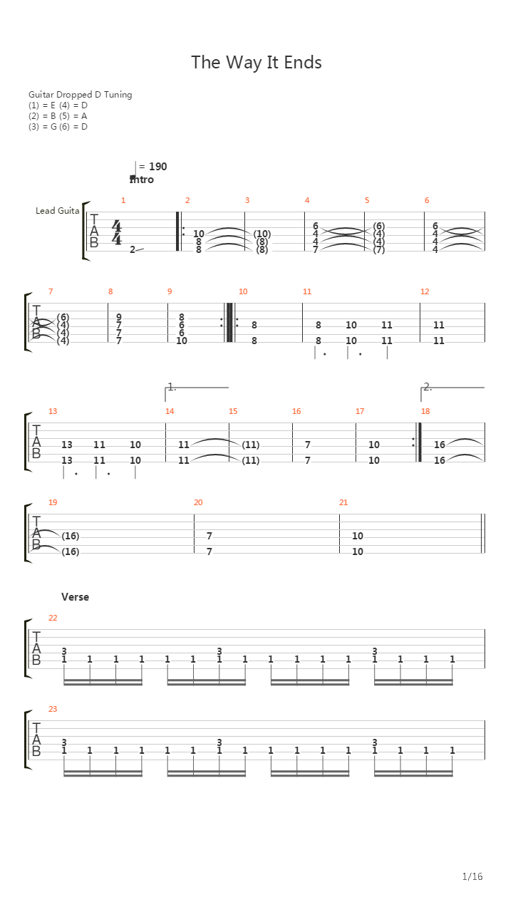 The Way It Ends吉他谱
