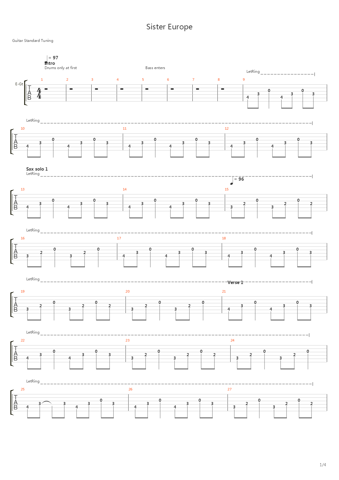 Sister Europe吉他谱