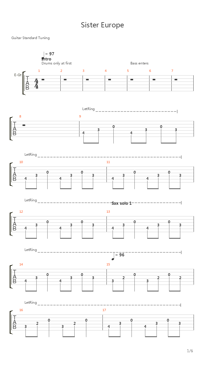 Sister Europe吉他谱