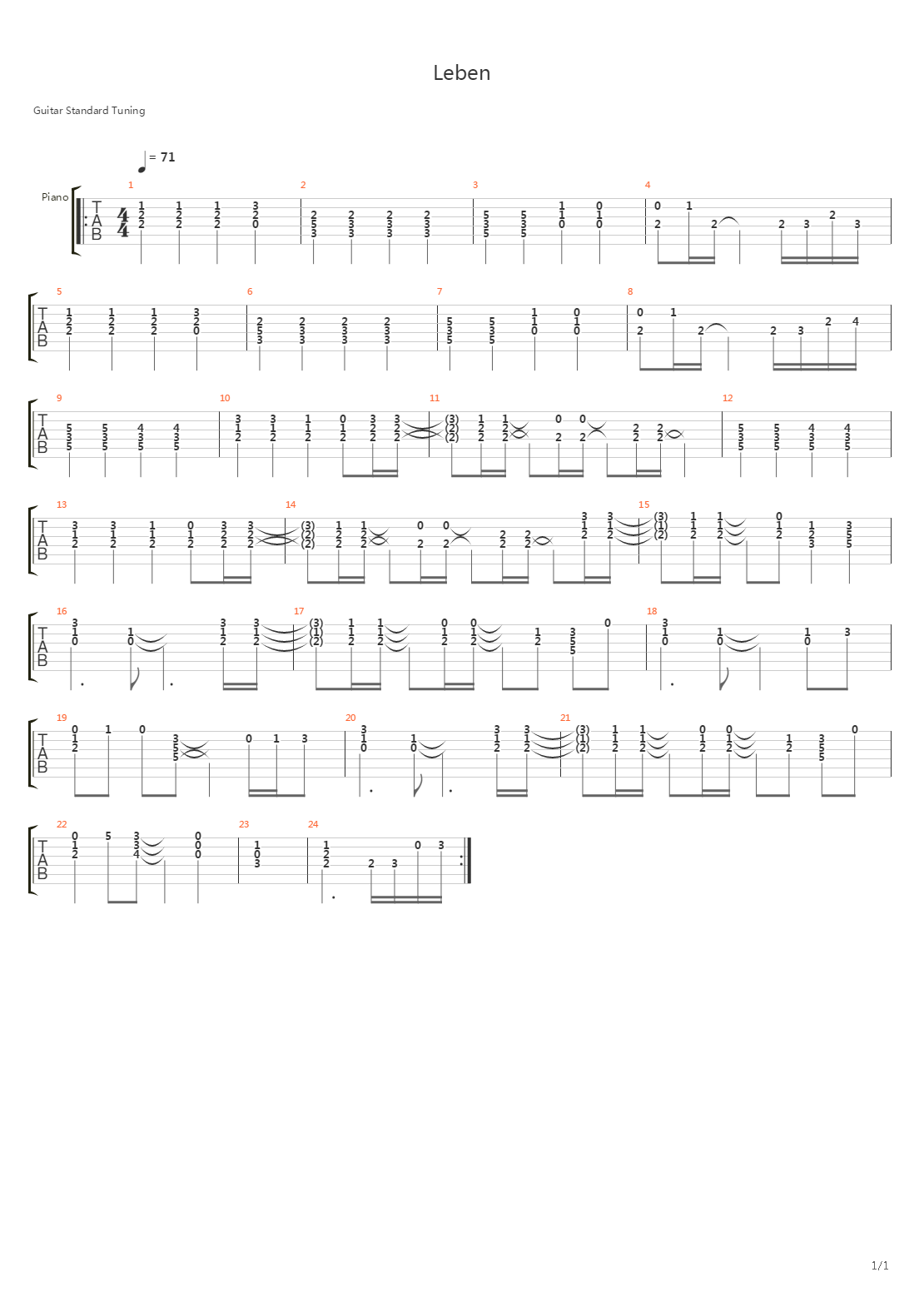 Leben吉他谱