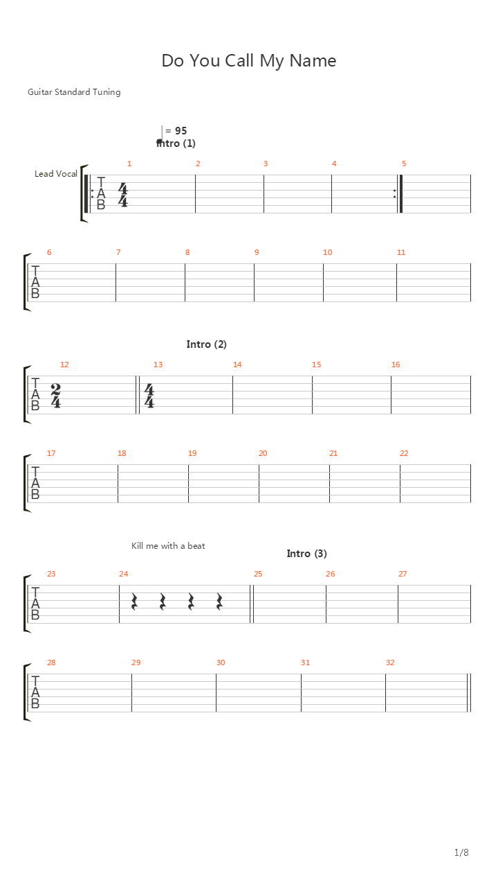 Do You Call My Name吉他谱