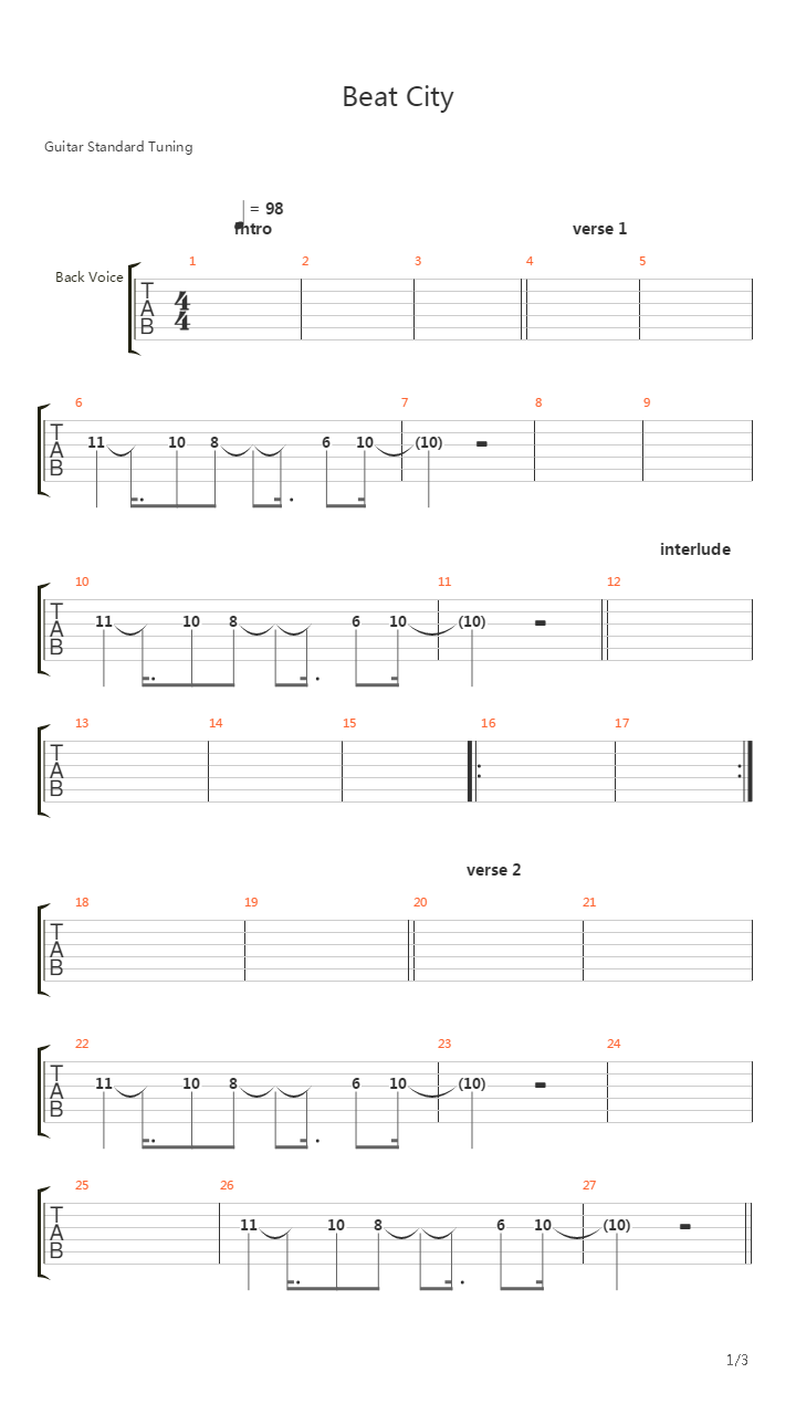 Beat City吉他谱