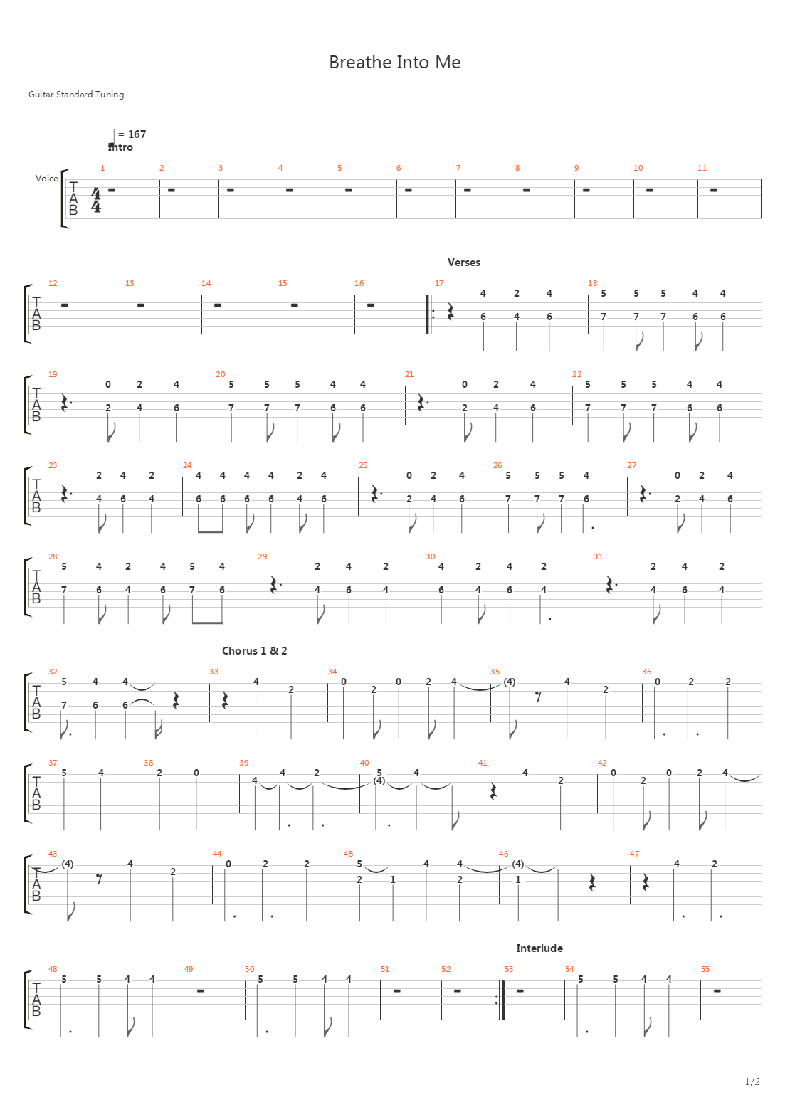 Breathe Into Me吉他谱