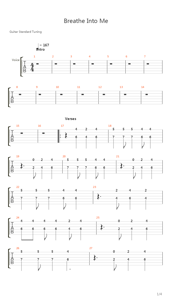 Breathe Into Me吉他谱