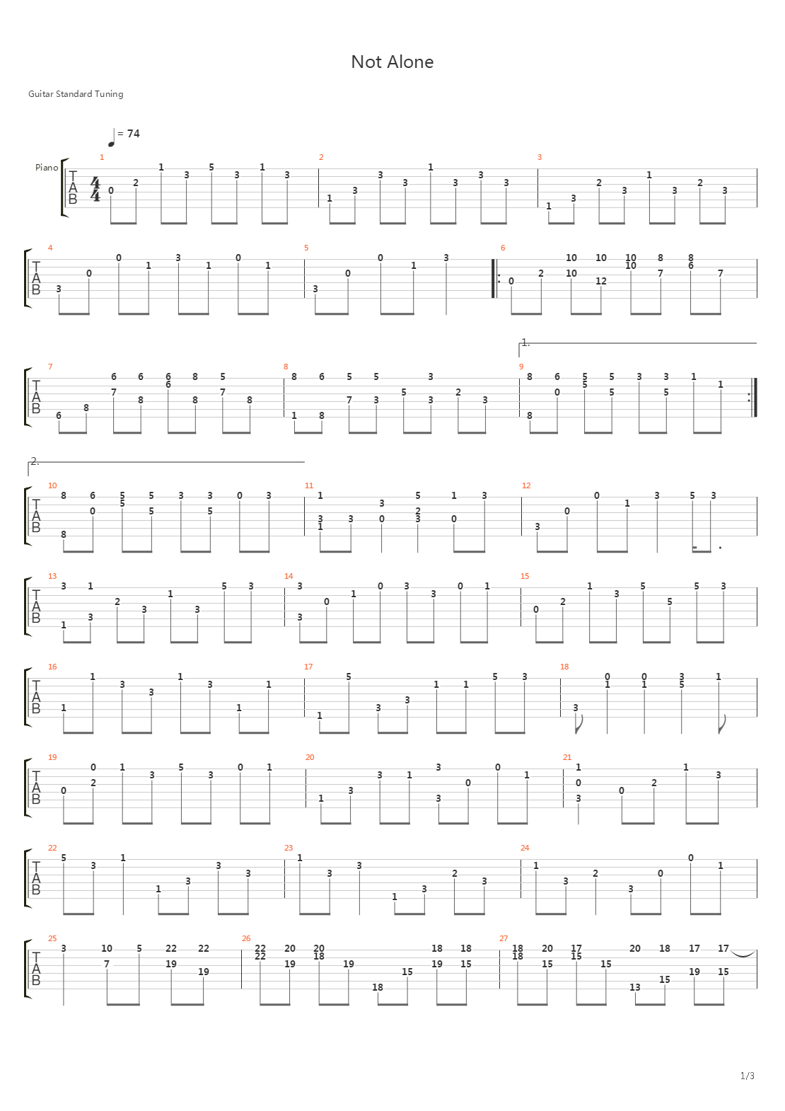 Not Alone吉他谱