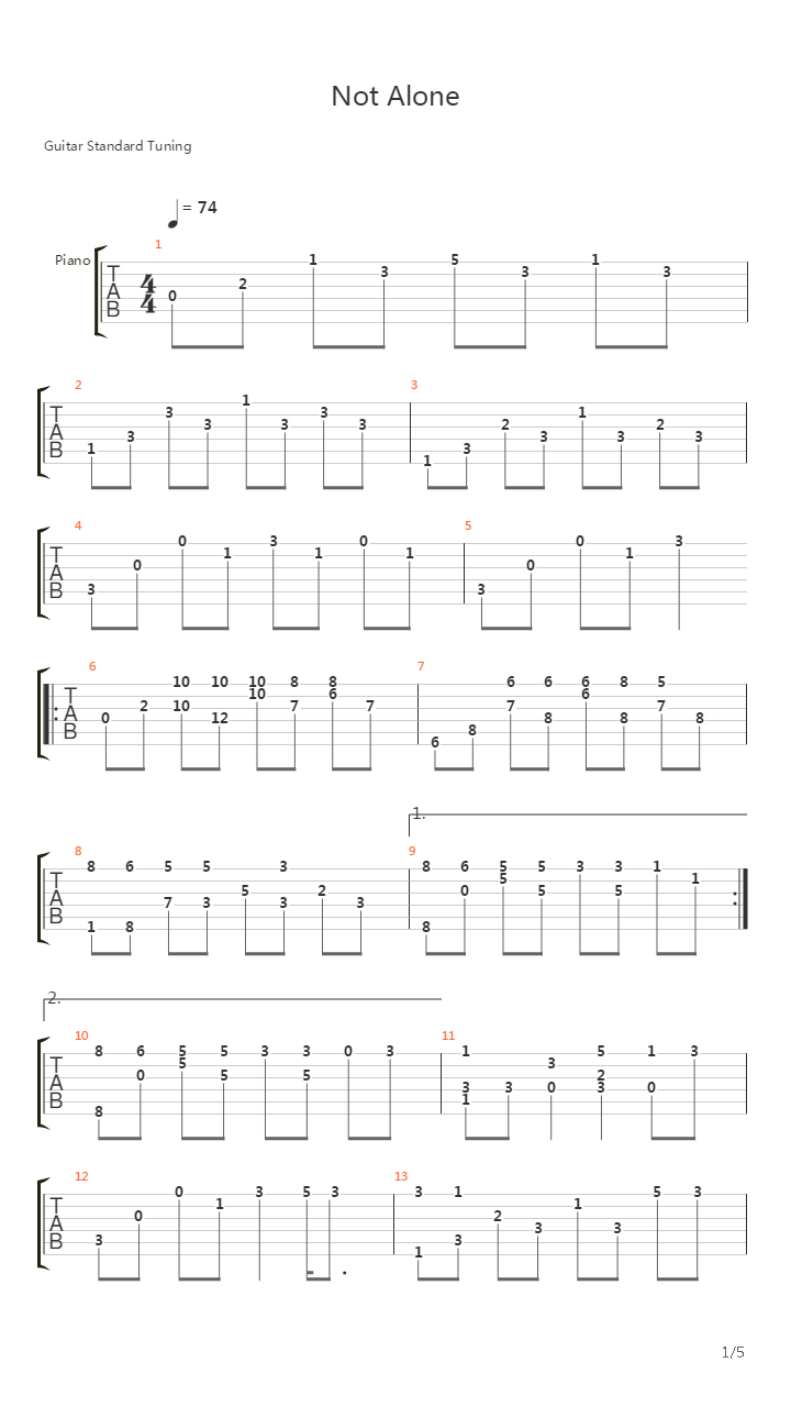 Not Alone吉他谱