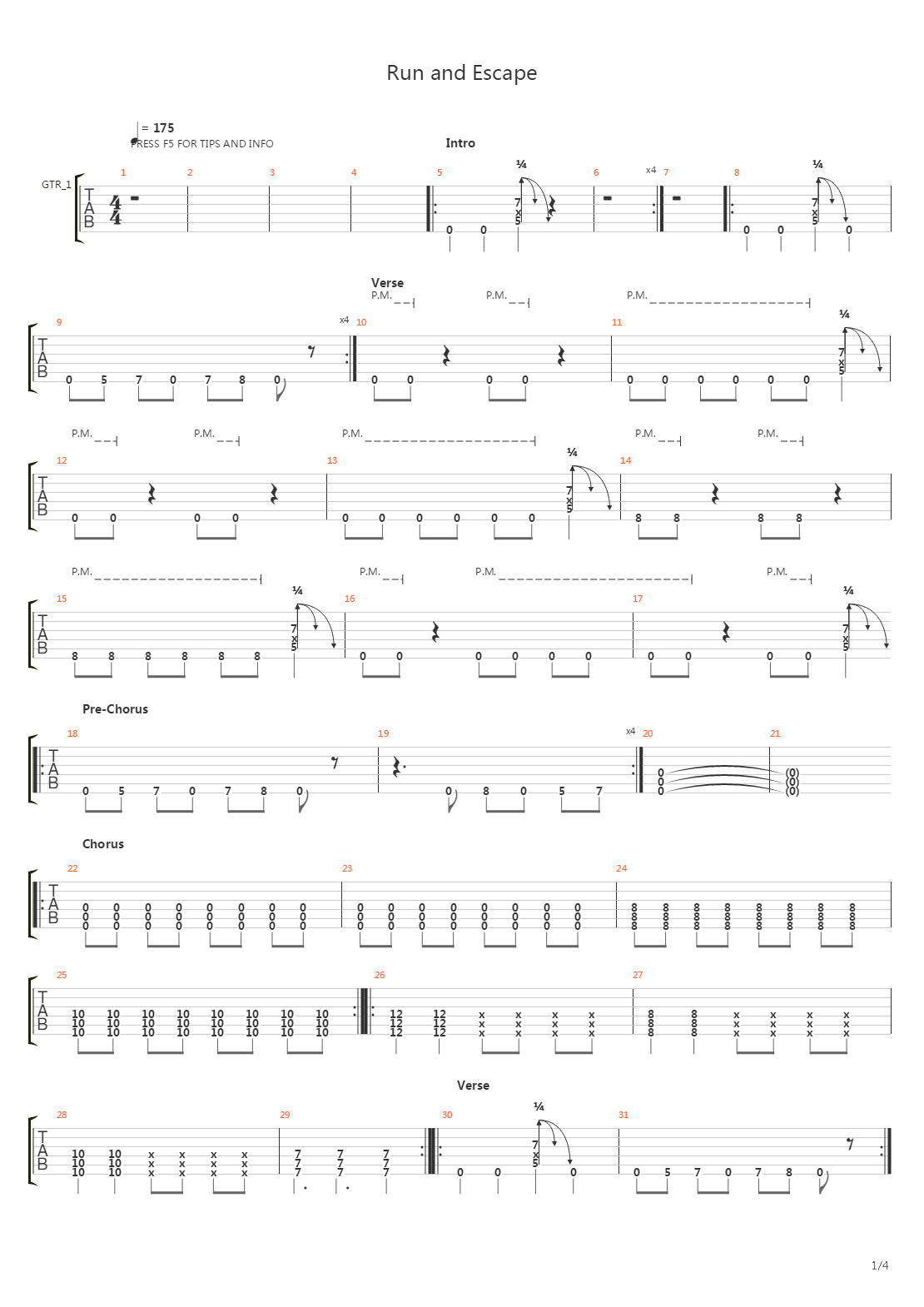 Run And Escape吉他谱