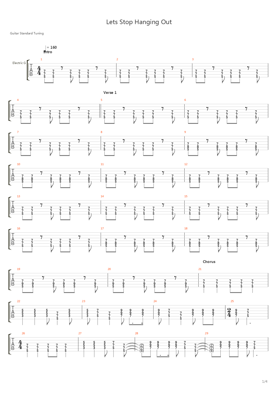 Lets Stop Hanging Out吉他谱