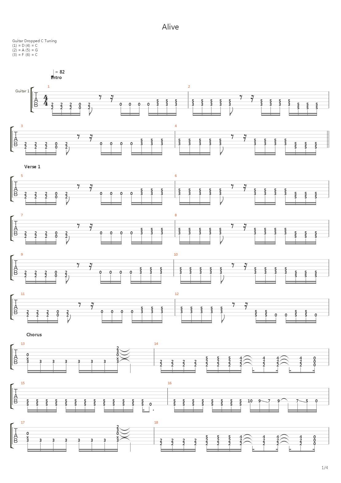 Alive吉他谱