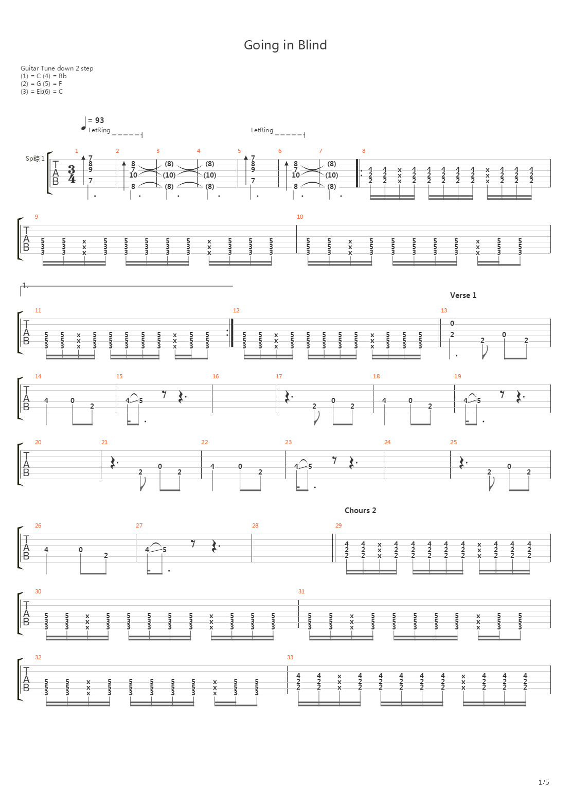 Going In Blind吉他谱