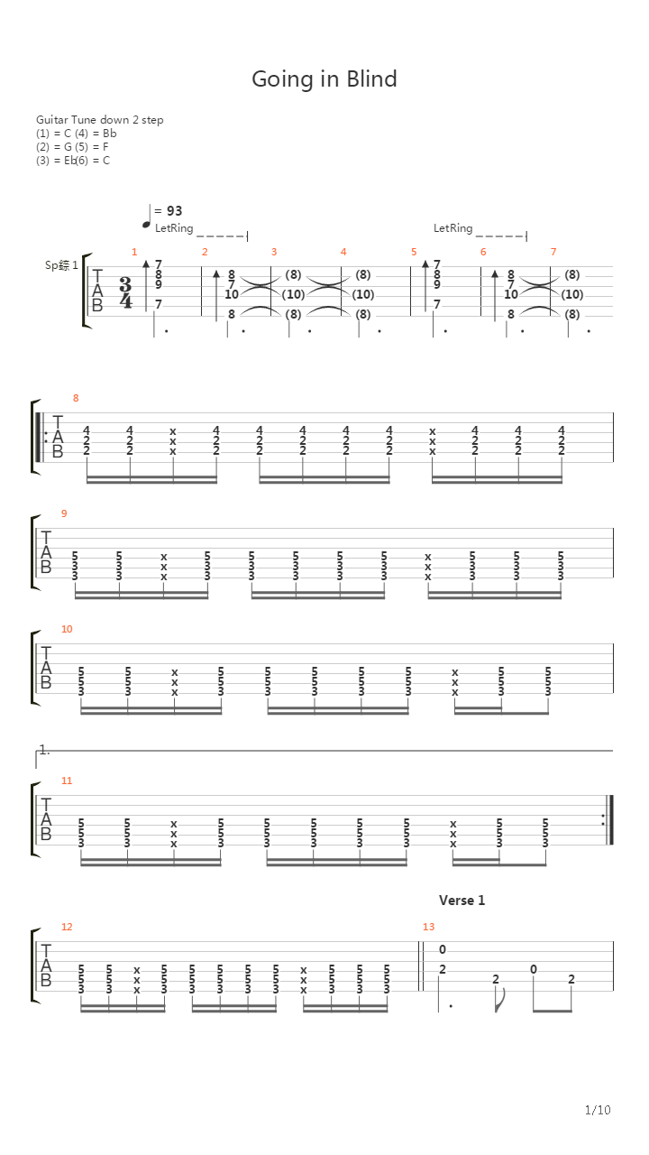 Going In Blind吉他谱