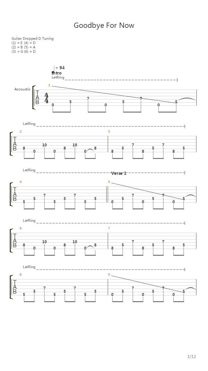 Goodbye For Now吉他谱