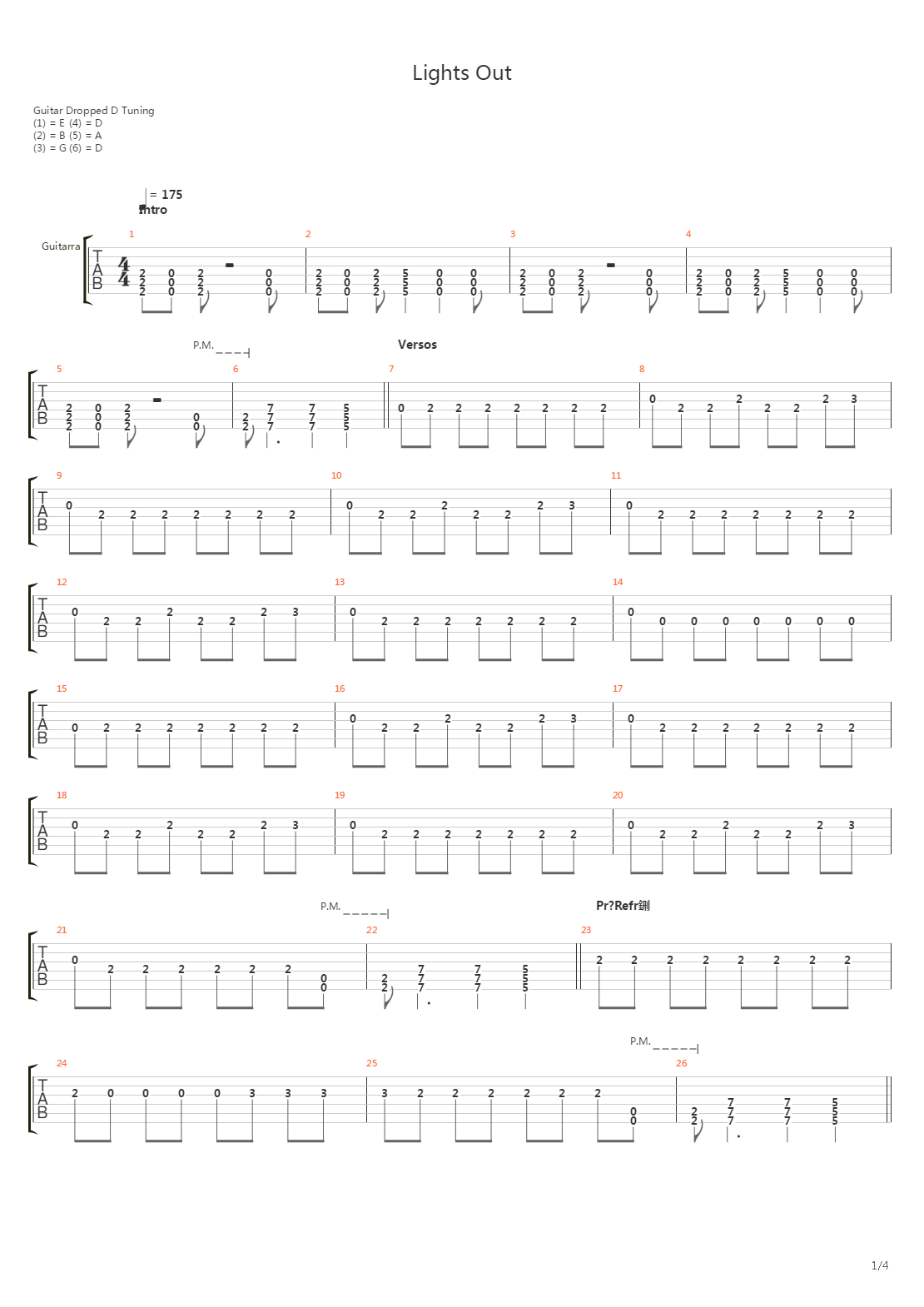 Lights Out吉他谱