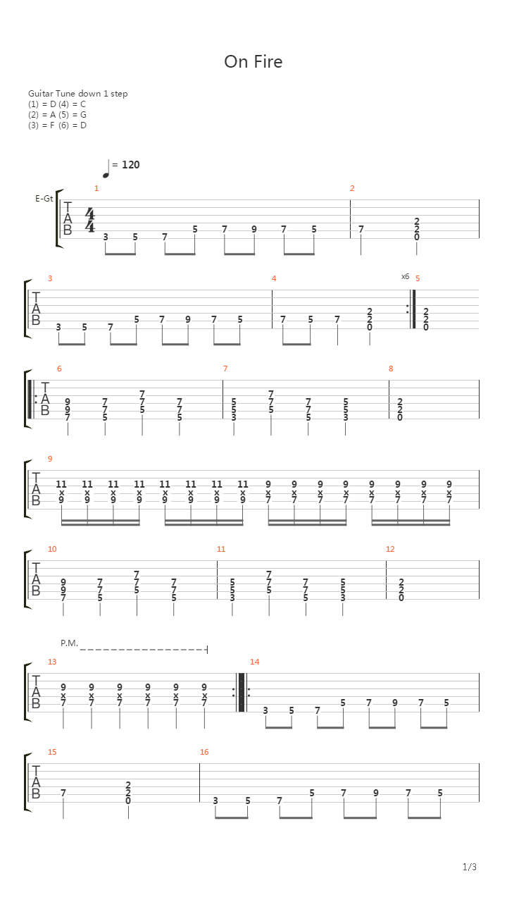 On Fire吉他谱