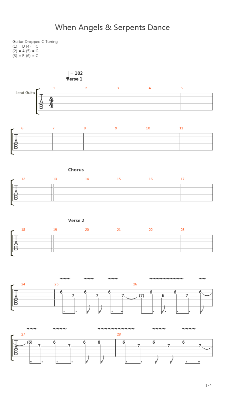 When Angels And Serpents Dance吉他谱